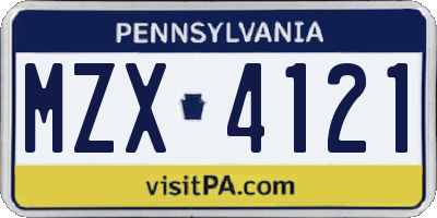 PA license plate MZX4121