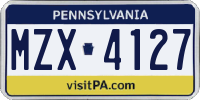 PA license plate MZX4127