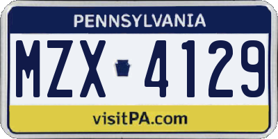 PA license plate MZX4129