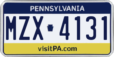 PA license plate MZX4131