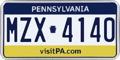 PA license plate MZX4140