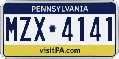 PA license plate MZX4141