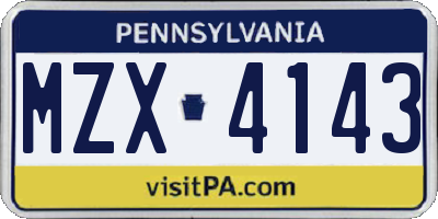 PA license plate MZX4143