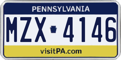 PA license plate MZX4146