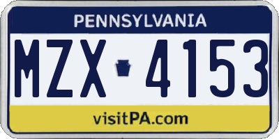 PA license plate MZX4153