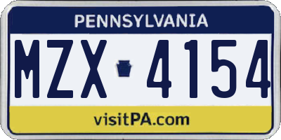 PA license plate MZX4154