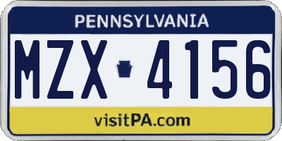 PA license plate MZX4156