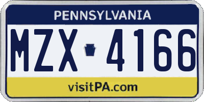PA license plate MZX4166