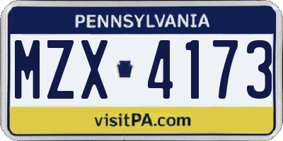 PA license plate MZX4173