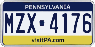 PA license plate MZX4176