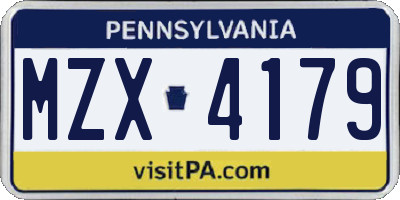 PA license plate MZX4179