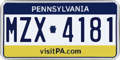 PA license plate MZX4181