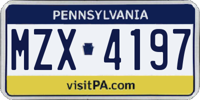 PA license plate MZX4197