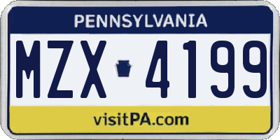 PA license plate MZX4199