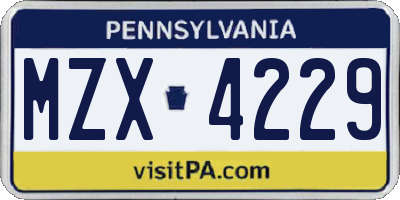 PA license plate MZX4229