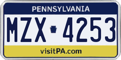 PA license plate MZX4253