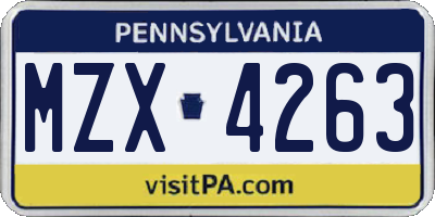 PA license plate MZX4263