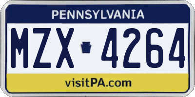 PA license plate MZX4264