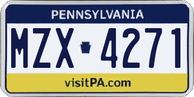 PA license plate MZX4271