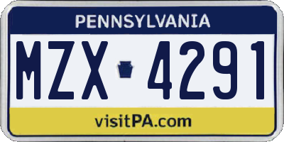 PA license plate MZX4291