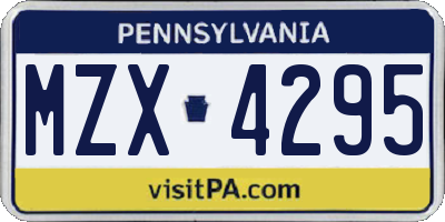 PA license plate MZX4295