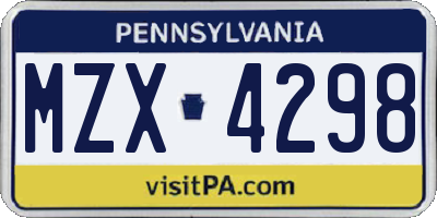 PA license plate MZX4298