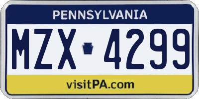 PA license plate MZX4299