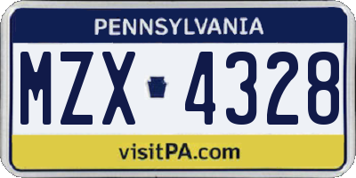 PA license plate MZX4328