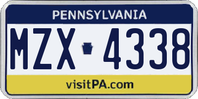 PA license plate MZX4338