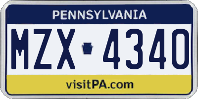 PA license plate MZX4340