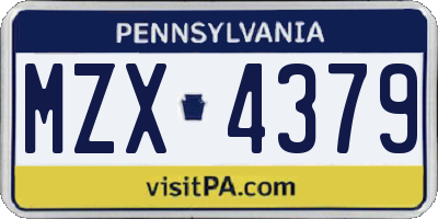 PA license plate MZX4379