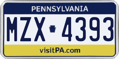 PA license plate MZX4393