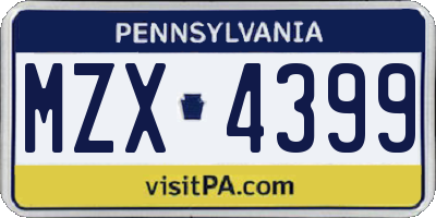 PA license plate MZX4399