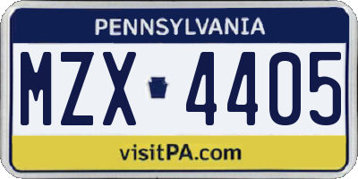 PA license plate MZX4405