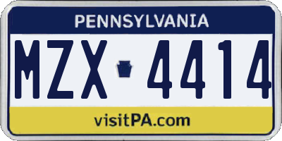 PA license plate MZX4414