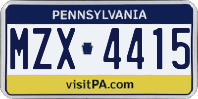 PA license plate MZX4415