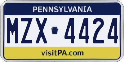 PA license plate MZX4424