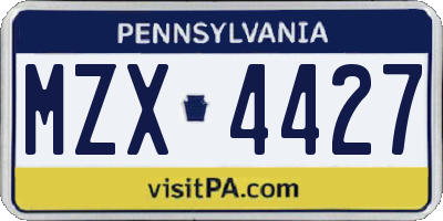 PA license plate MZX4427