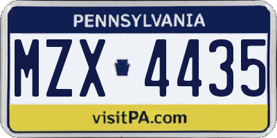 PA license plate MZX4435