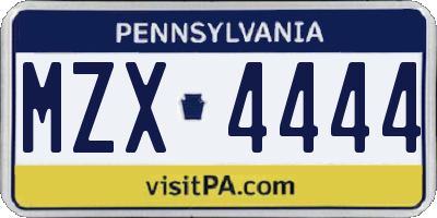 PA license plate MZX4444