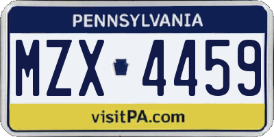 PA license plate MZX4459
