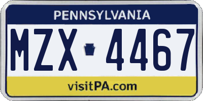 PA license plate MZX4467