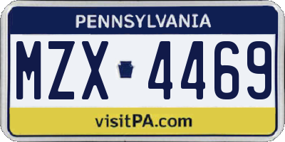 PA license plate MZX4469