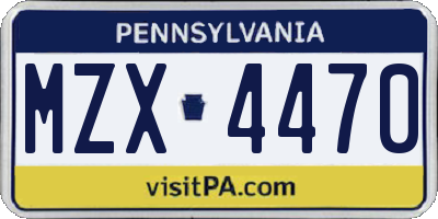 PA license plate MZX4470