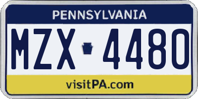 PA license plate MZX4480