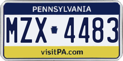 PA license plate MZX4483