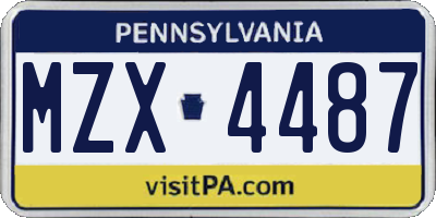 PA license plate MZX4487
