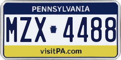 PA license plate MZX4488