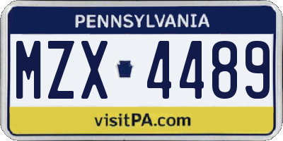 PA license plate MZX4489