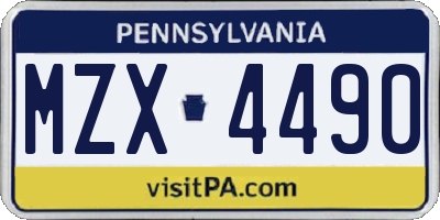 PA license plate MZX4490